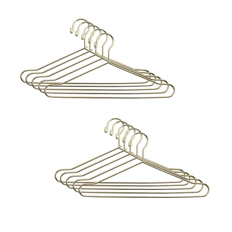 JANOU 10pcs Cute Dollhouse Clothes Hang Miniature Wire Clothes Stand (Gold) - Image 1
